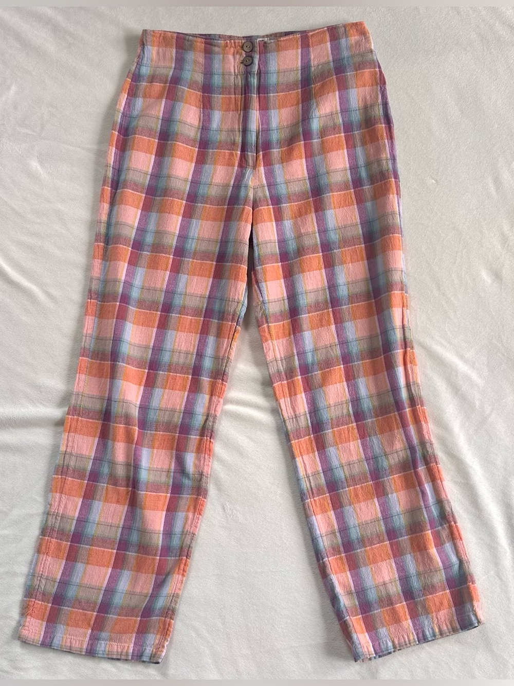 Billabong Plaid Pants - Peach, Lavender, Aqua